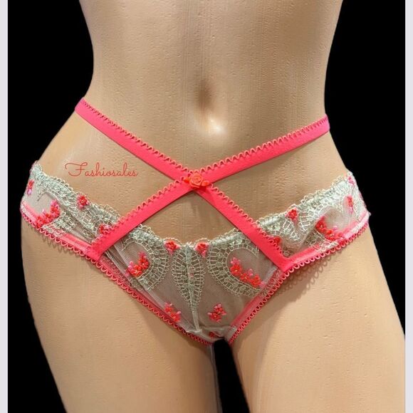 Victoria’s Secret Dream Angels Sweetheart Mesh Strappy Keyhole cheekini panty S - Picture 7 of 9